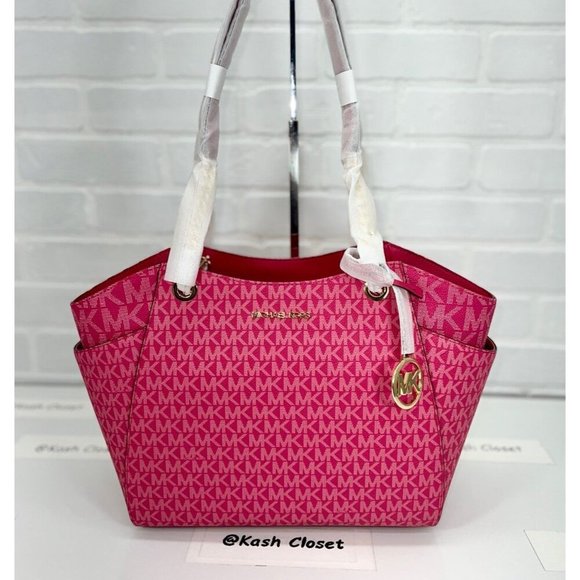 Michael Kors Shoulder Tote Large Chain Purse Electric Pink - Picture 1 of 6